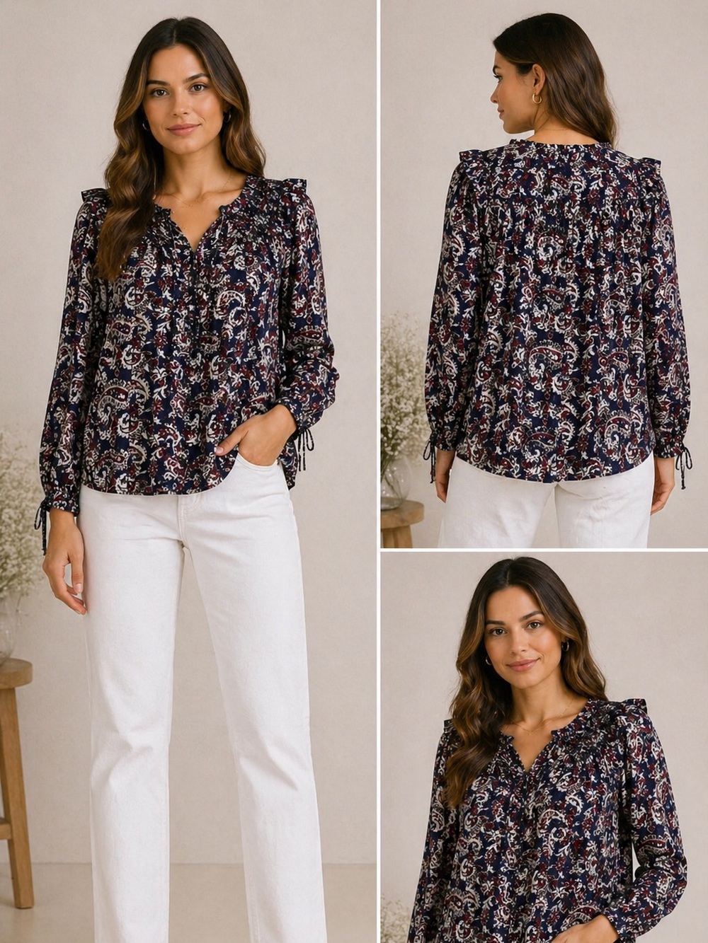 Cleobella Jillian Blouse in Avalon Block Print Size M